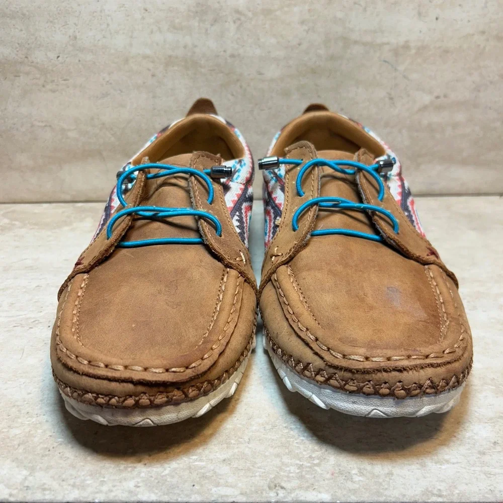 Twisted X Zero-X Women 9M WZX0006‎ Tan Leather Southwestern Loafers Shoes